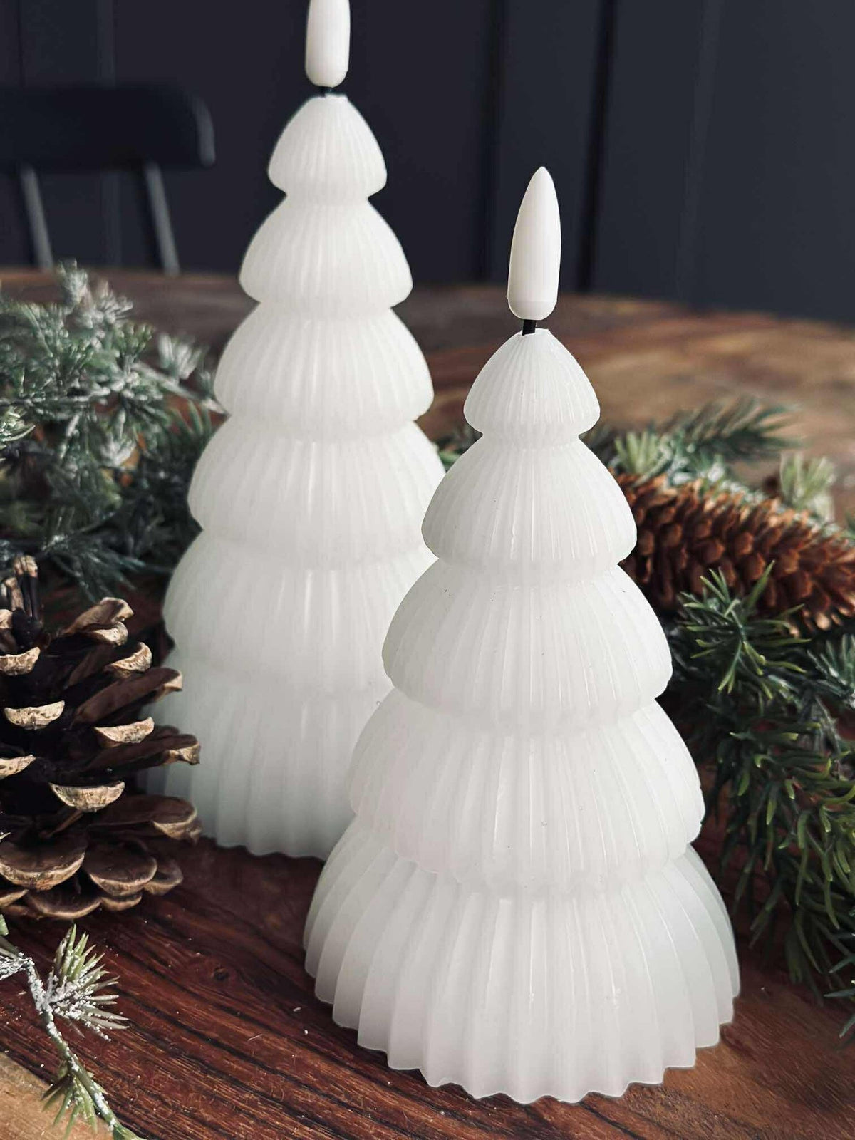Sapin de Noël avec LED - Lot de 2 pièces. Blanc