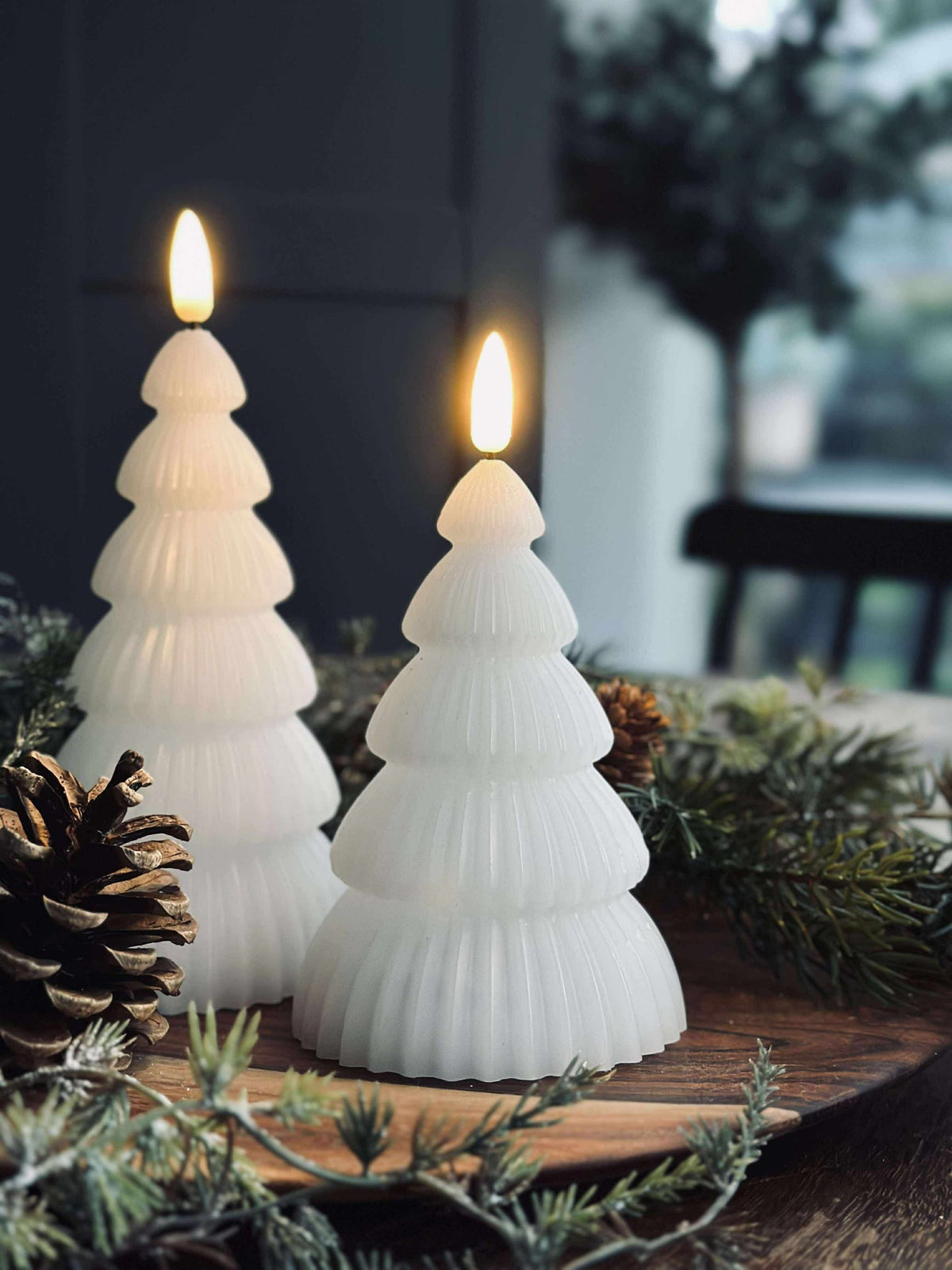Sapin de Noël avec LED - Lot de 2 pièces. Blanc