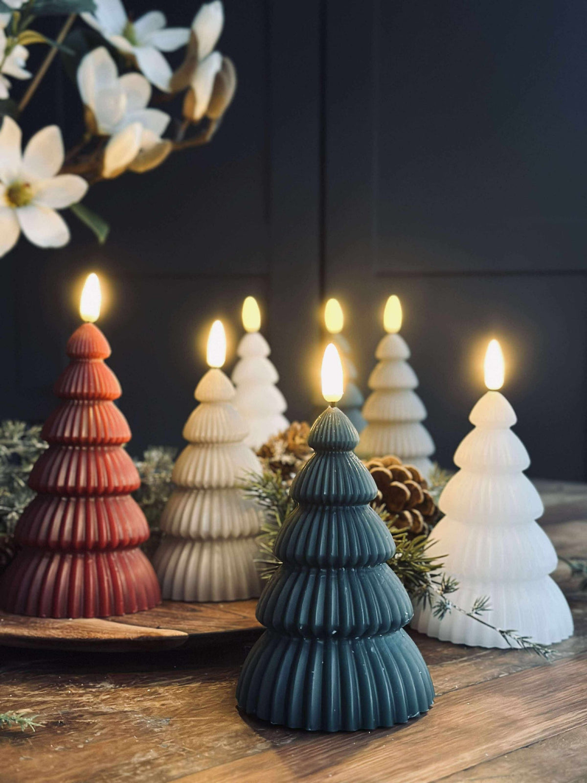 Sapins de Noël avec lumière LED - Lot de 2 pièces. Rouge