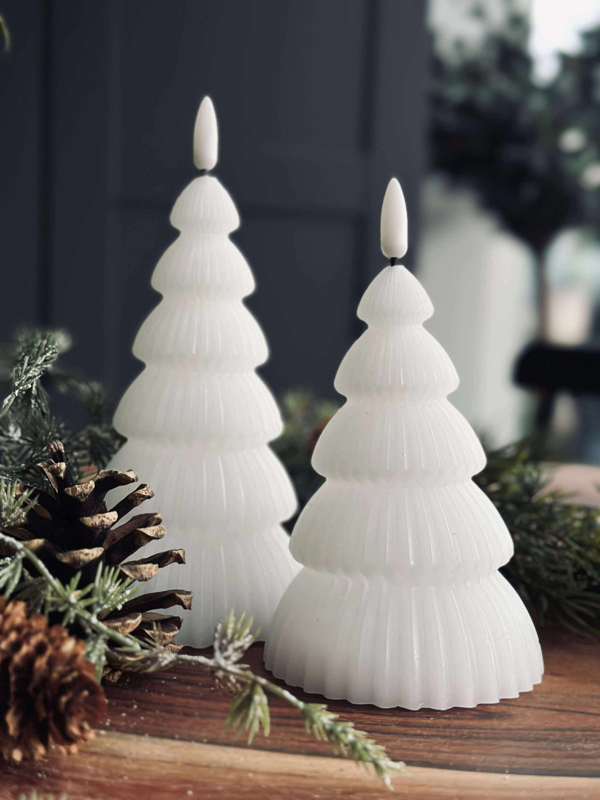 Sapin de Noël avec LED - Lot de 2 pièces. Blanc