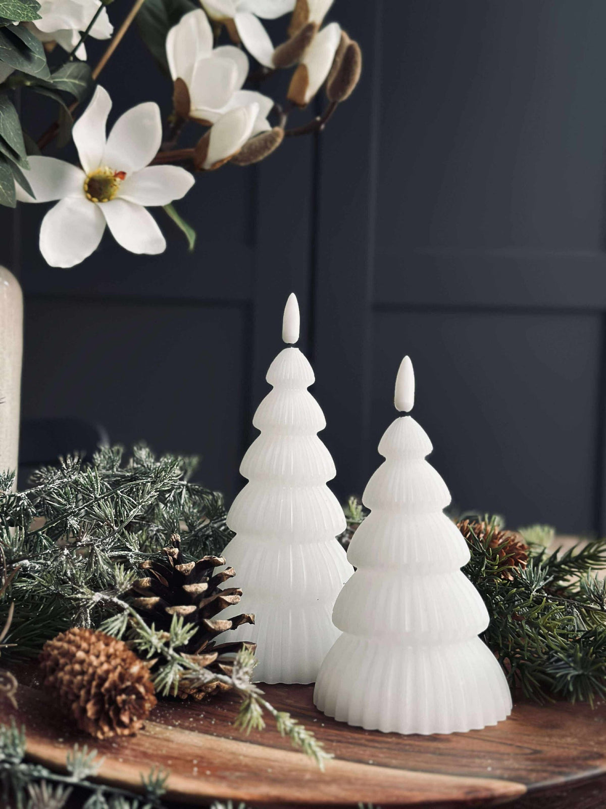 Sapin de Noël avec LED - Lot de 2 pièces. Blanc