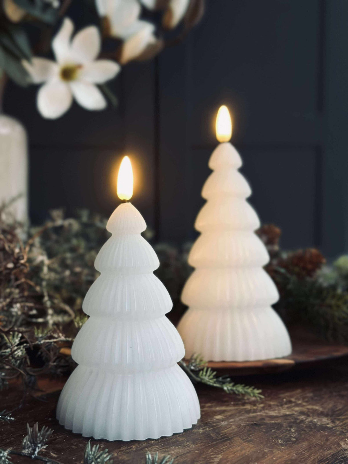 Sapin de Noël avec LED - Lot de 2 pièces. Blanc