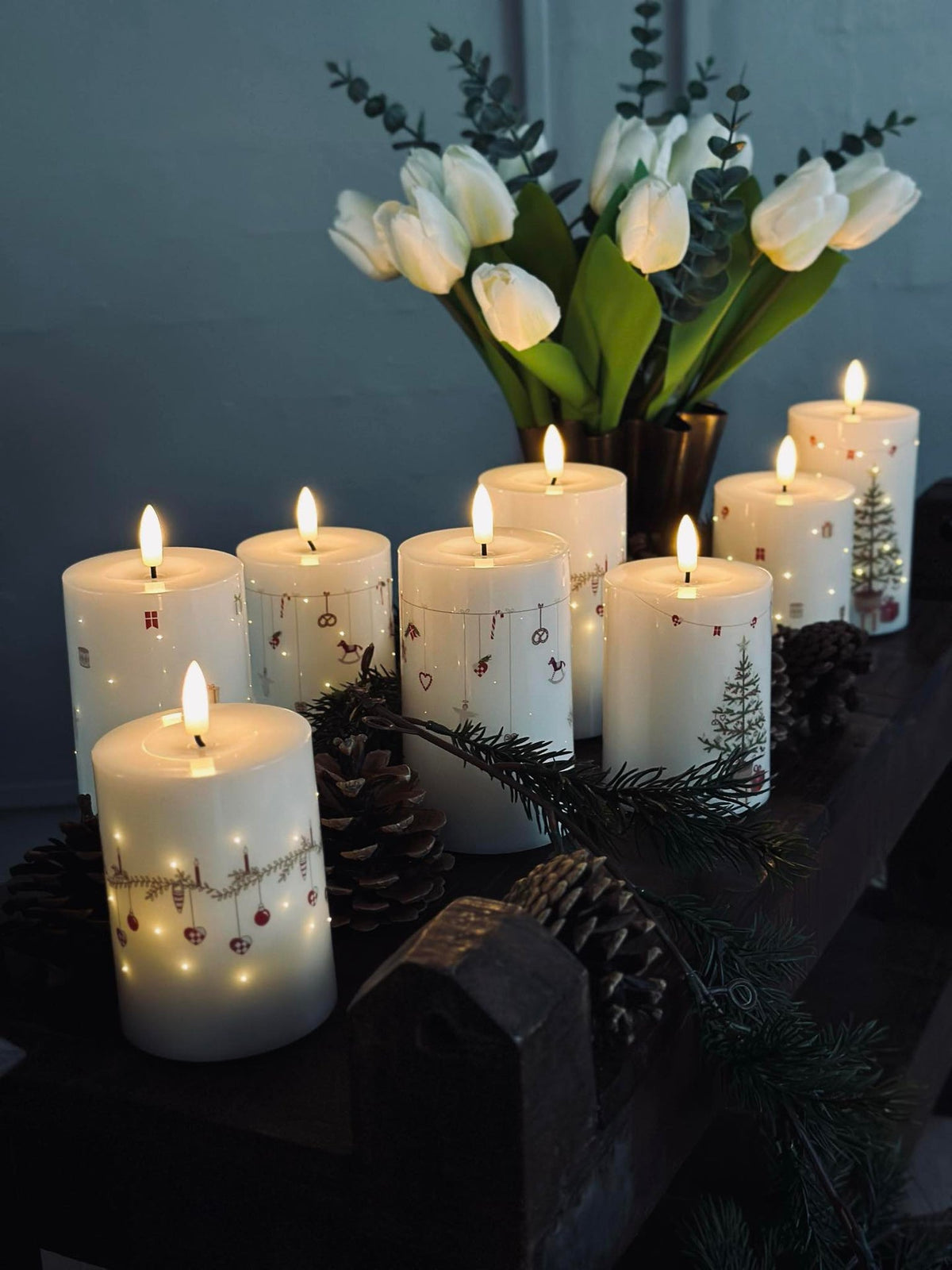Bougies LED bloc TWINKLE CHRISTMAS - Lot de 2 pièces
