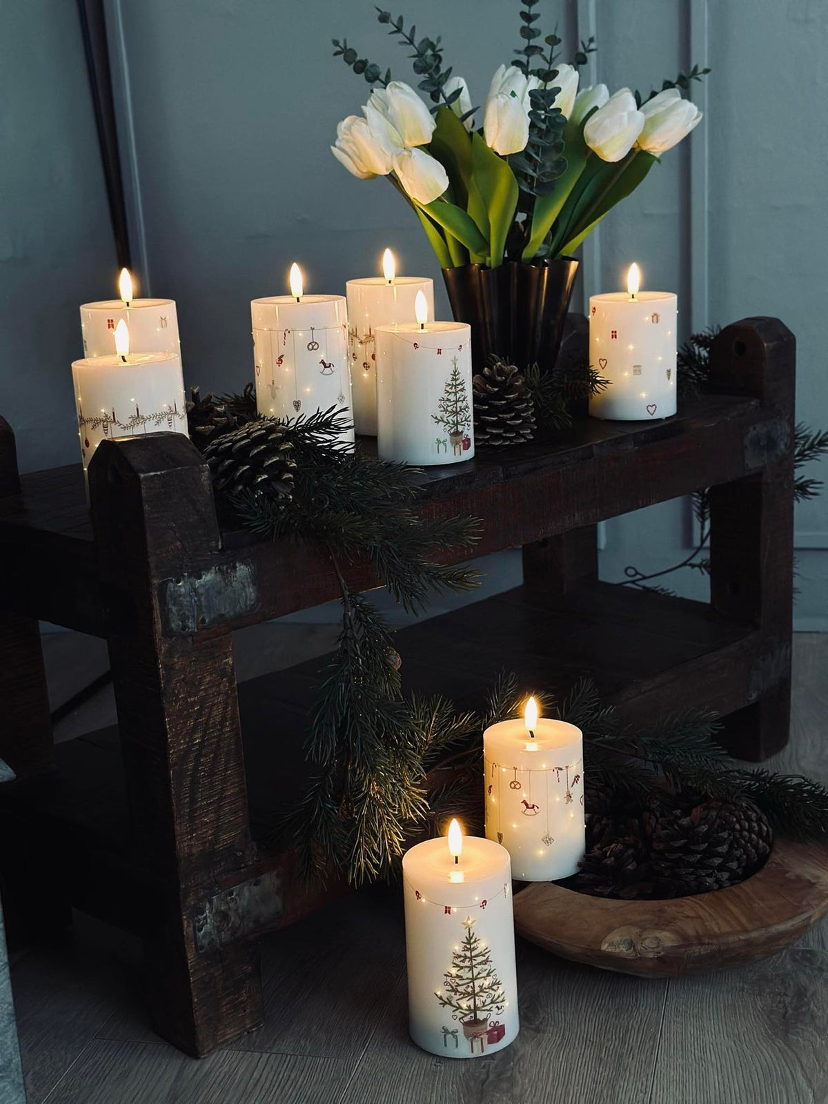 Bougies LED bloc TWINKLE CHRISTMAS - Lot de 2 pièces