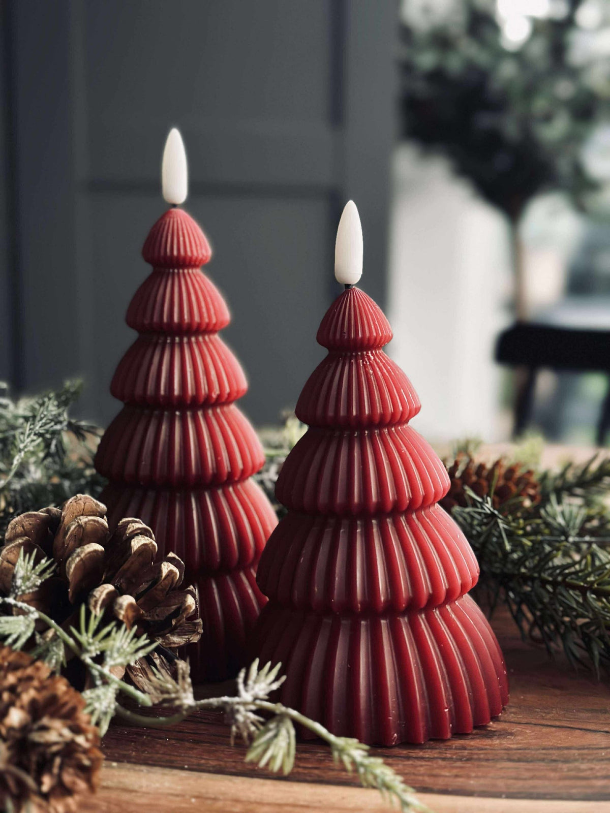 Sapins de Noël avec lumière LED - Lot de 2 pièces. Rouge