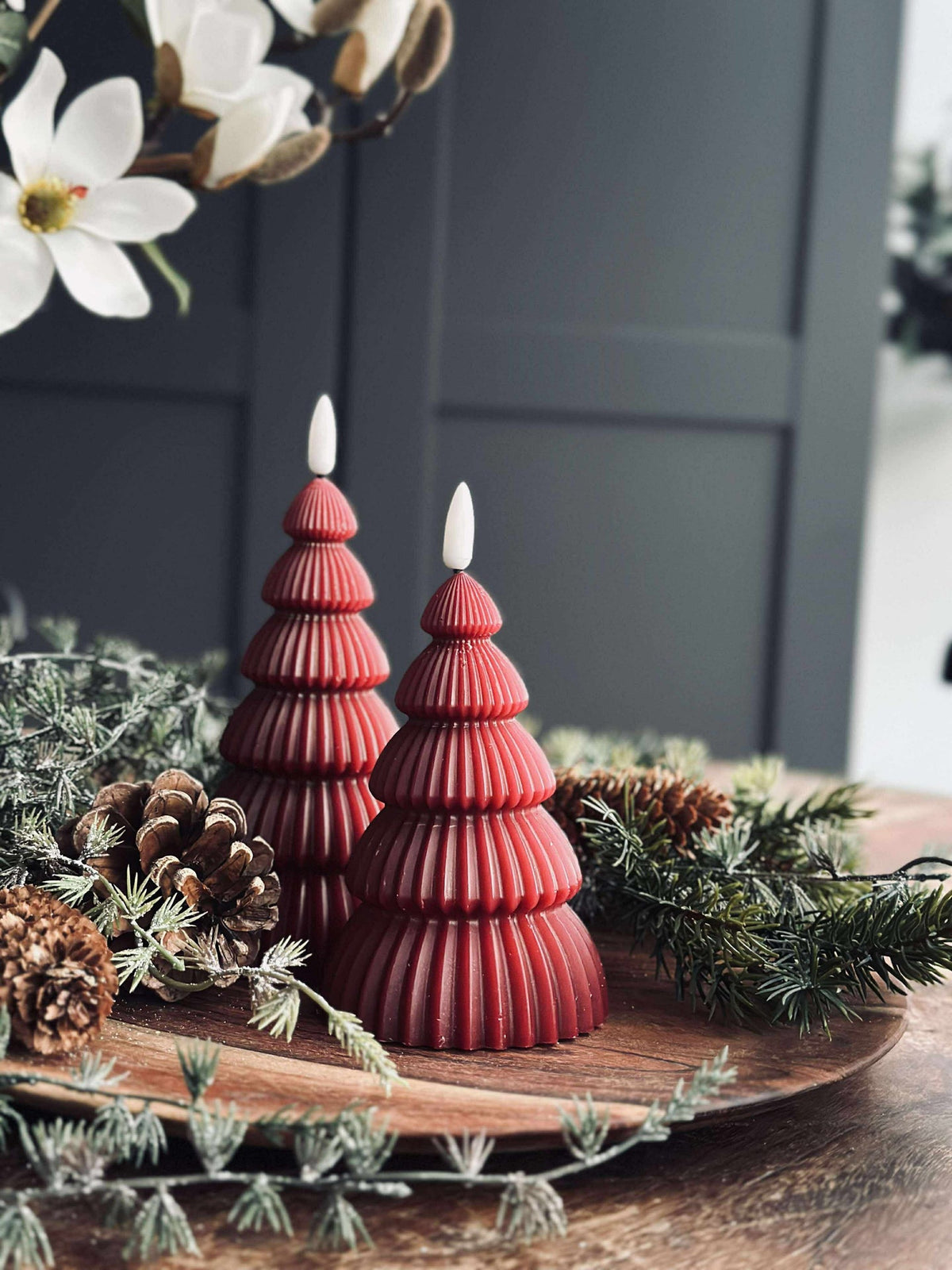 Sapins de Noël avec lumière LED - Lot de 2 pièces. Rouge