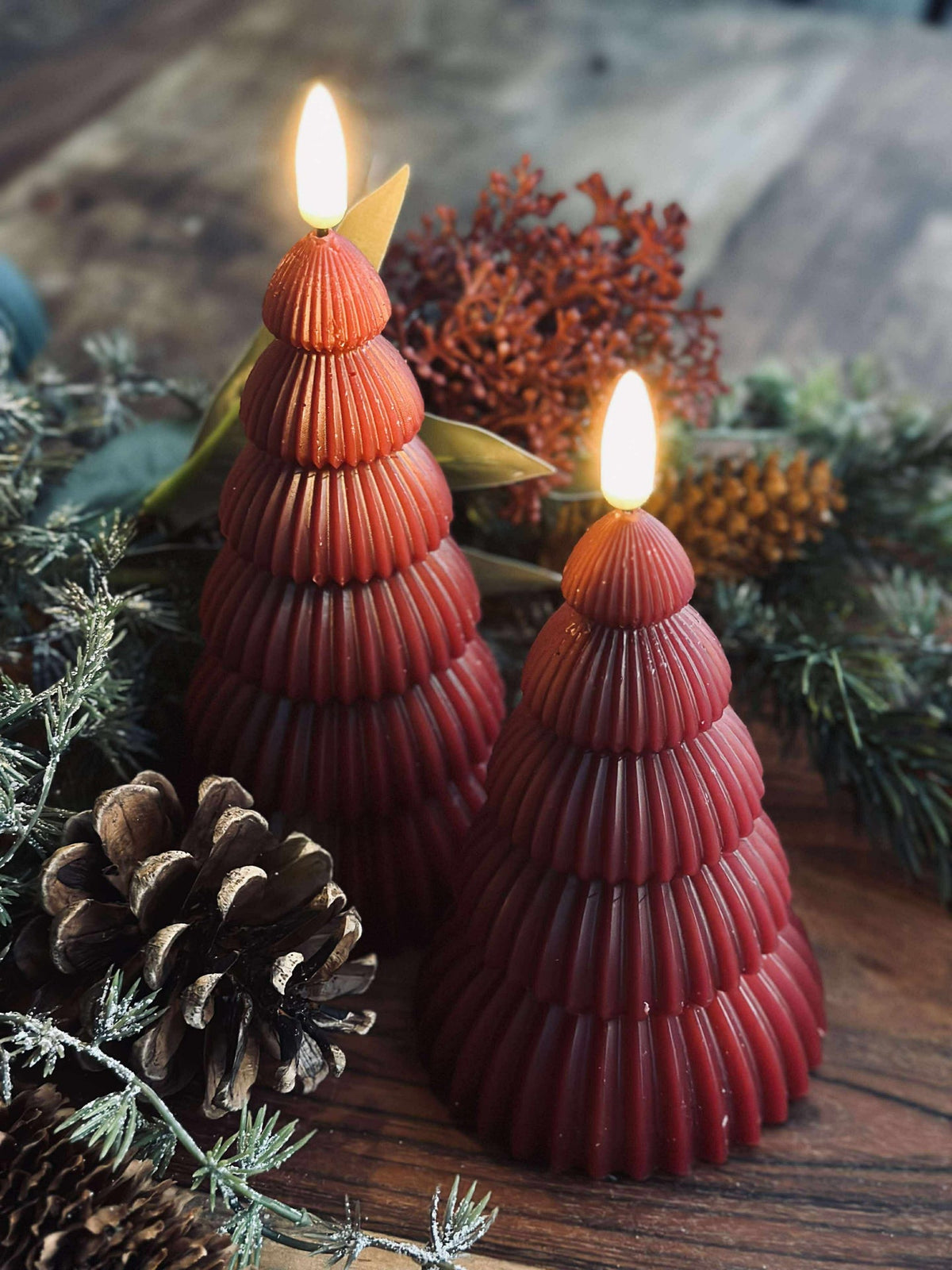 Sapins de Noël avec lumière LED - Lot de 2 pièces. Rouge