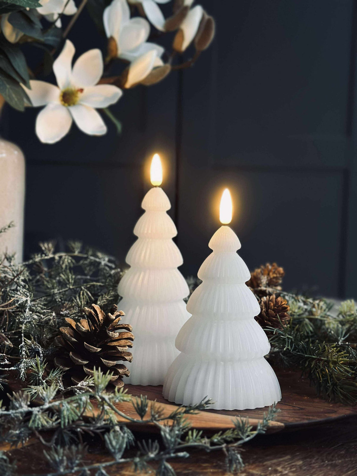 Sapin de Noël avec LED - Lot de 2 pièces. Blanc