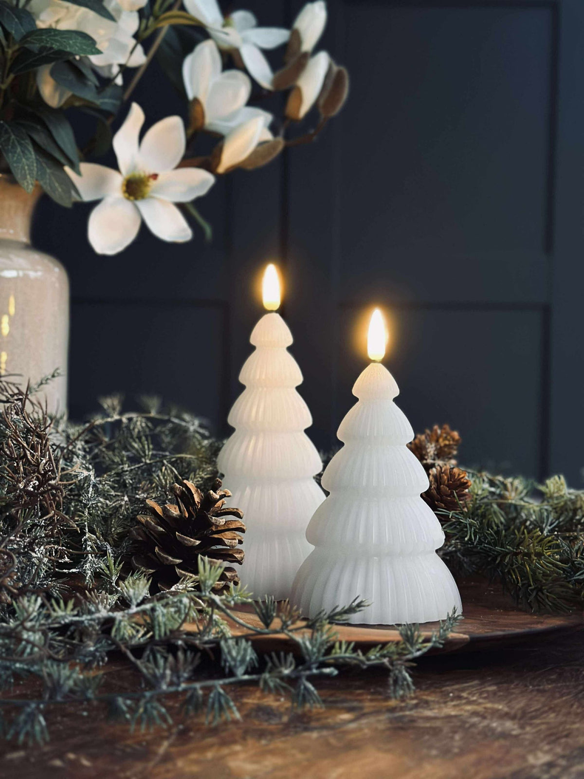 Sapin de Noël avec LED - Lot de 2 pièces. Blanc