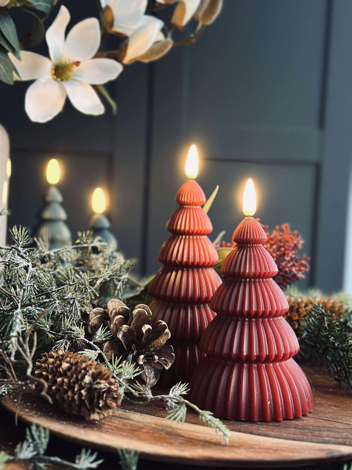 Sapins de Noël avec lumière LED - Lot de 2 pièces. Rouge