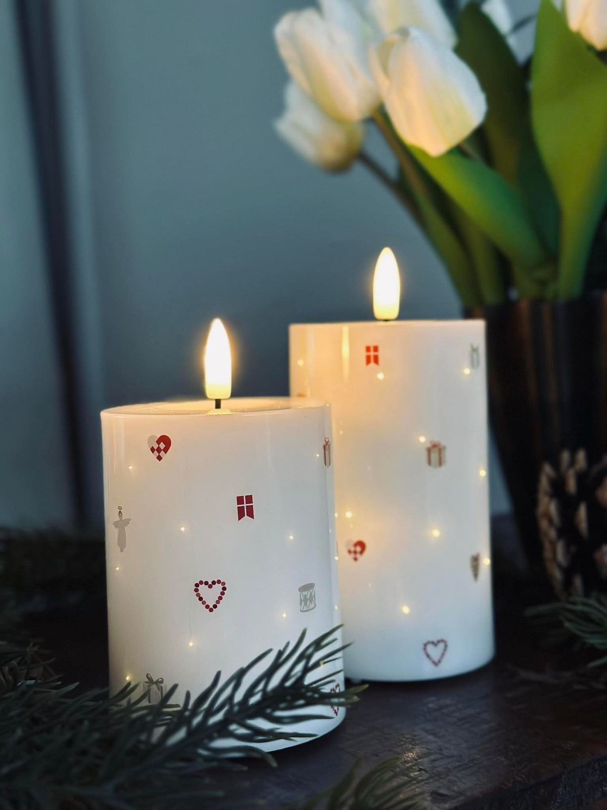 Bougies LED bloc TWINKLE CHRISTMAS - Lot de 2 pièces