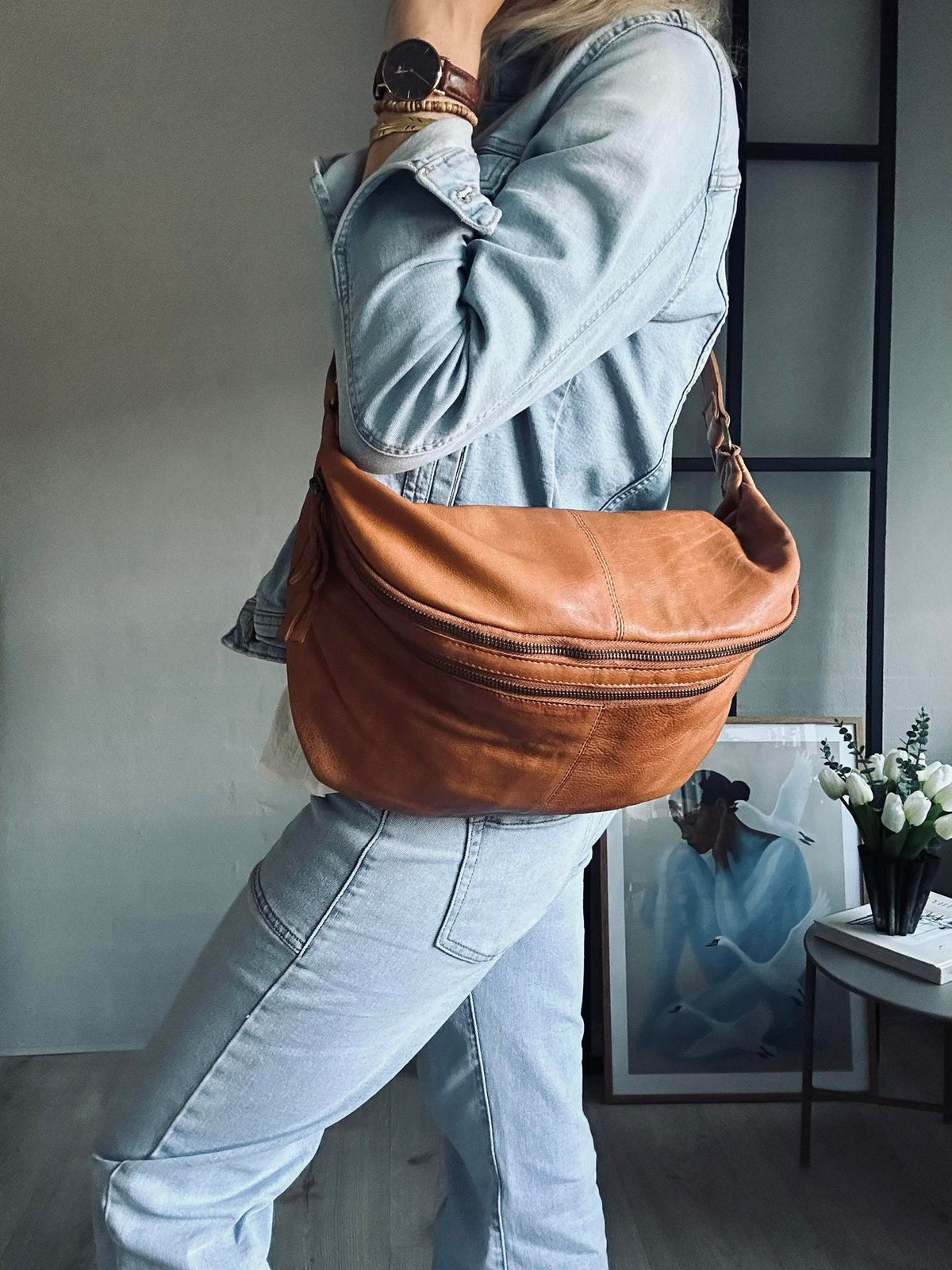 Sac banane Jina Big Cognac