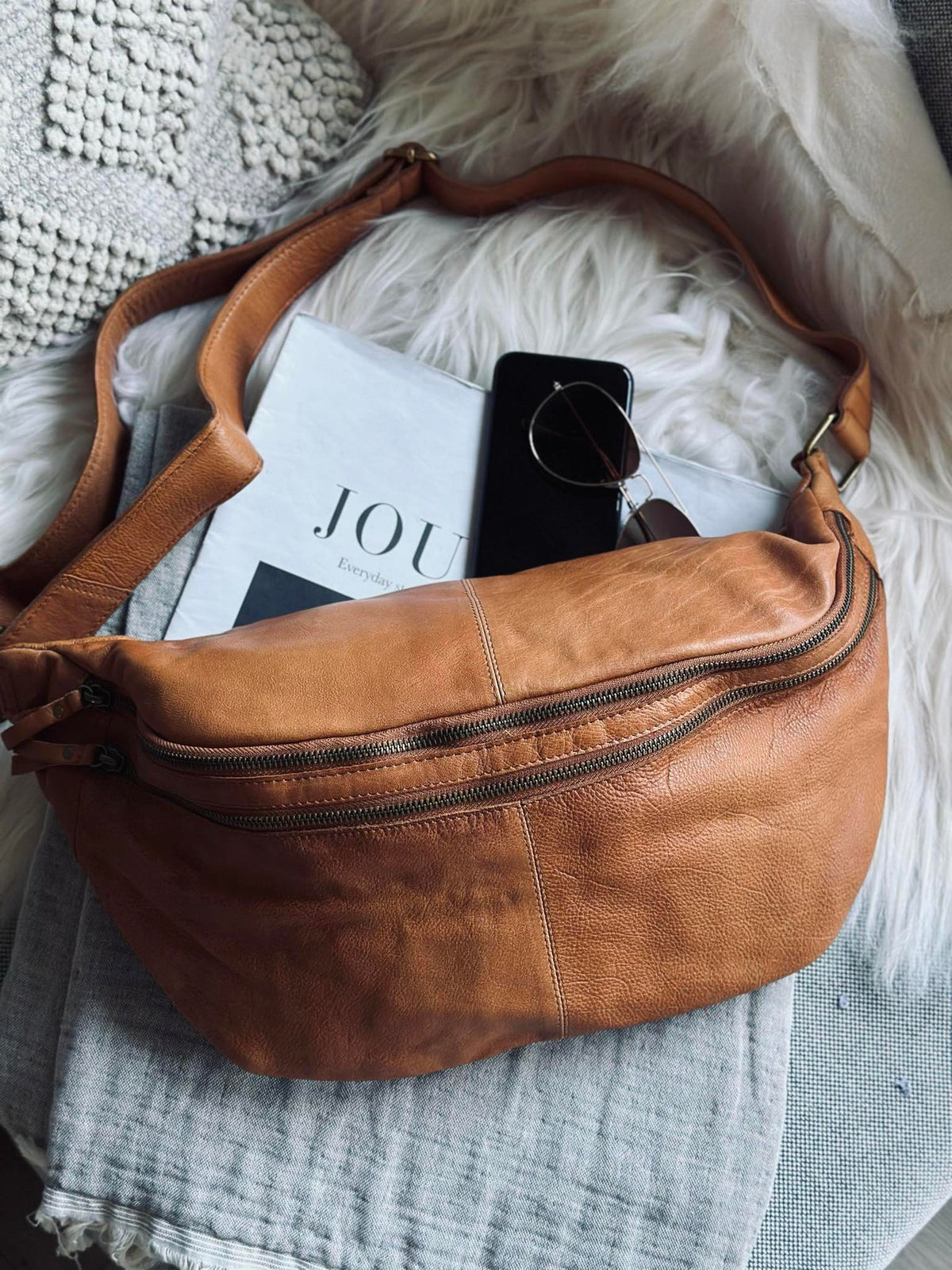 Sac banane Jina Big Cognac