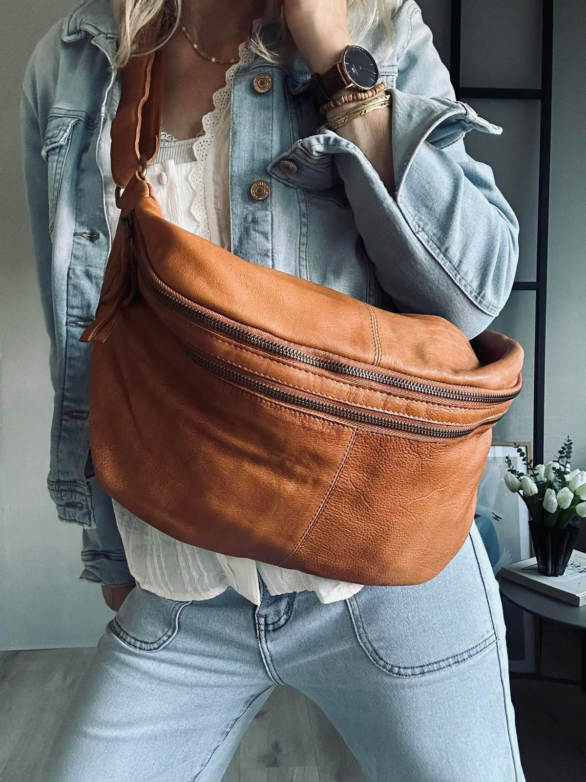 Sac banane Jina Big Cognac