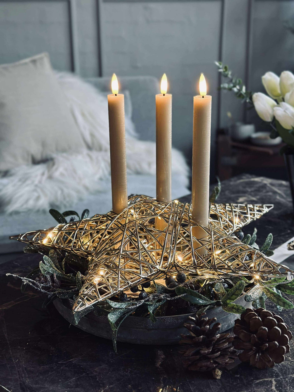 Étoile avec éclairage LED - Gold