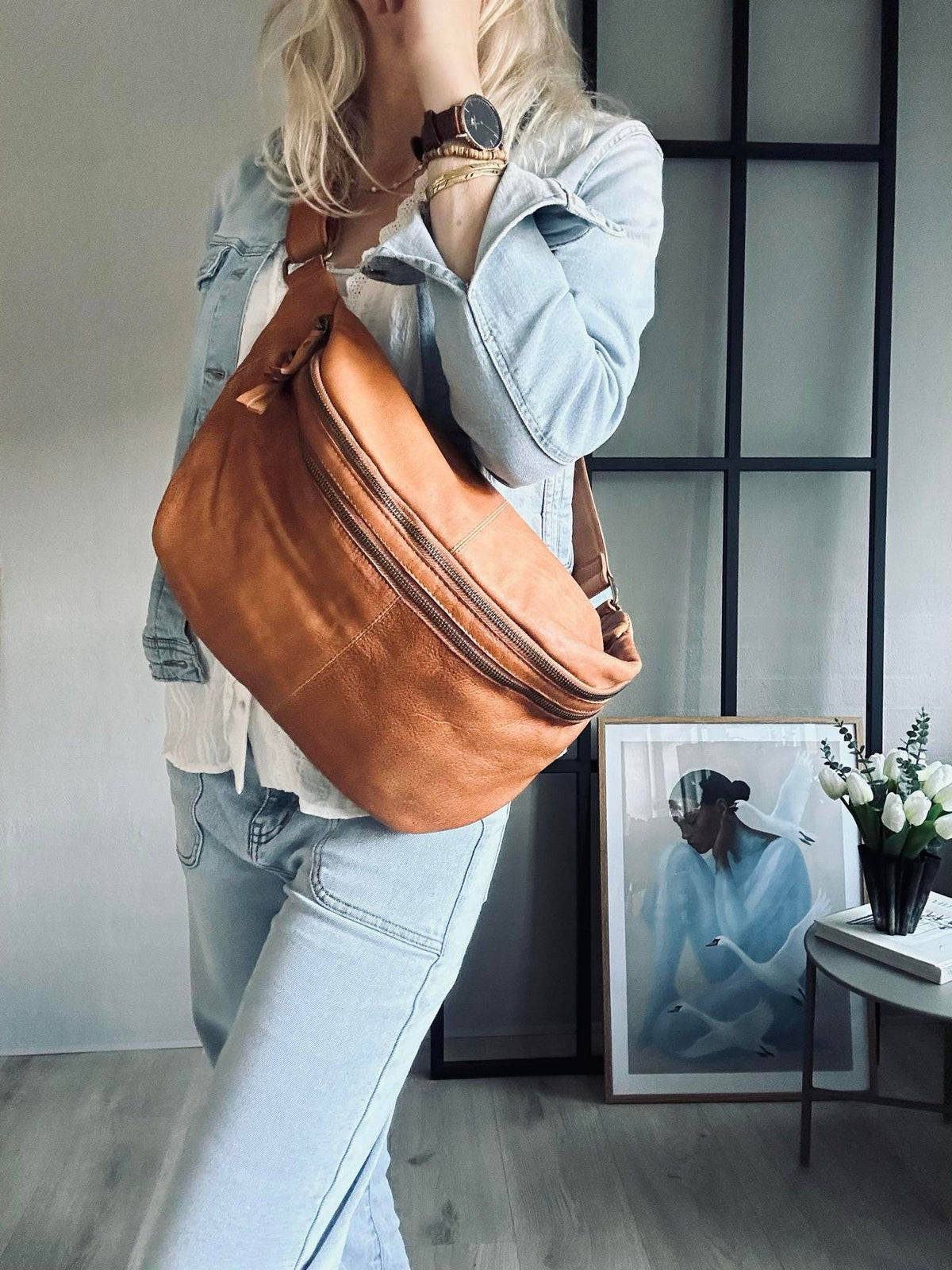 Sac banane Jina Big Cognac