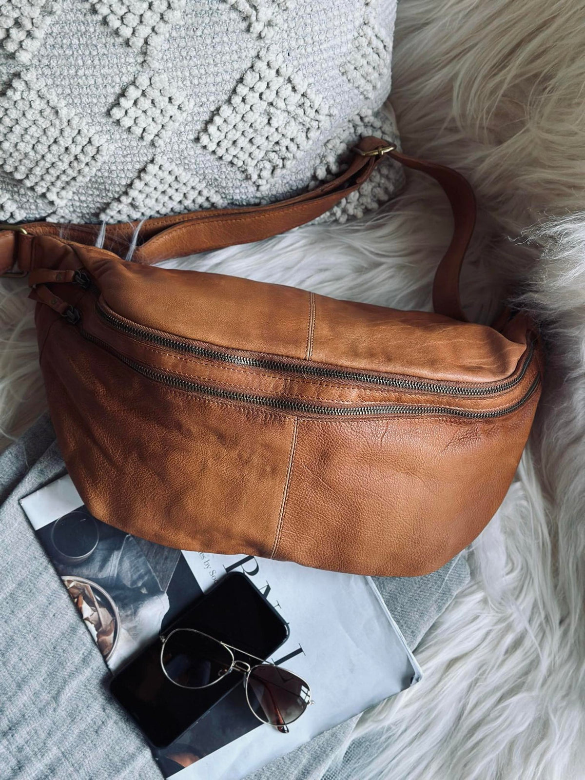 Sac banane Jina Big Cognac