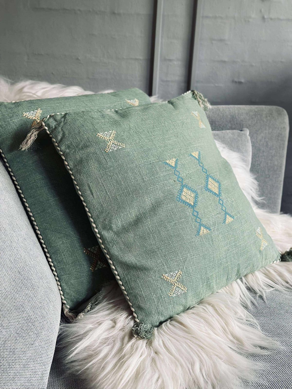 Coussin avec garnissage - Green boheme 2 pcs.