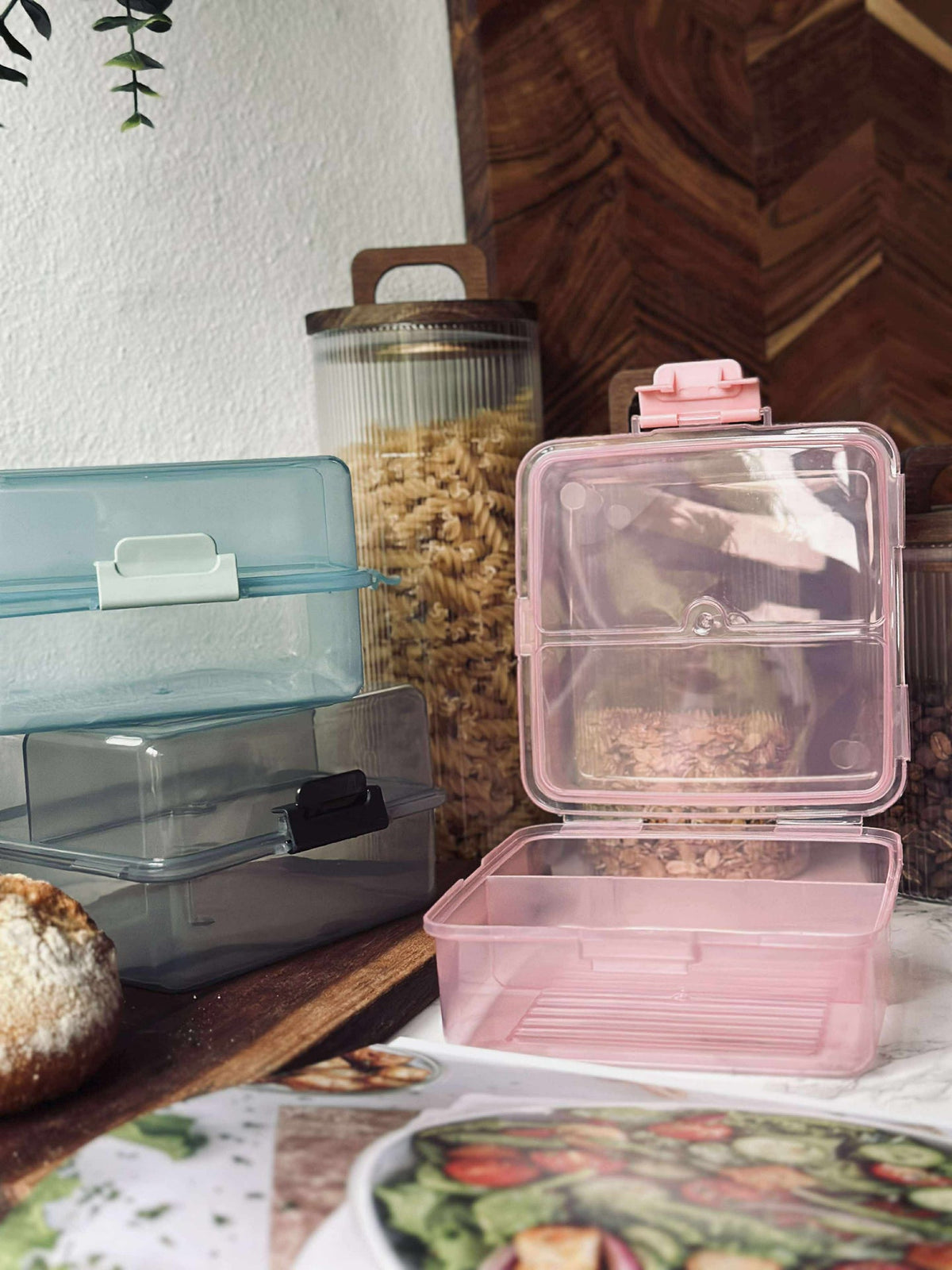 Boîte à repas avec compartiments - Rose