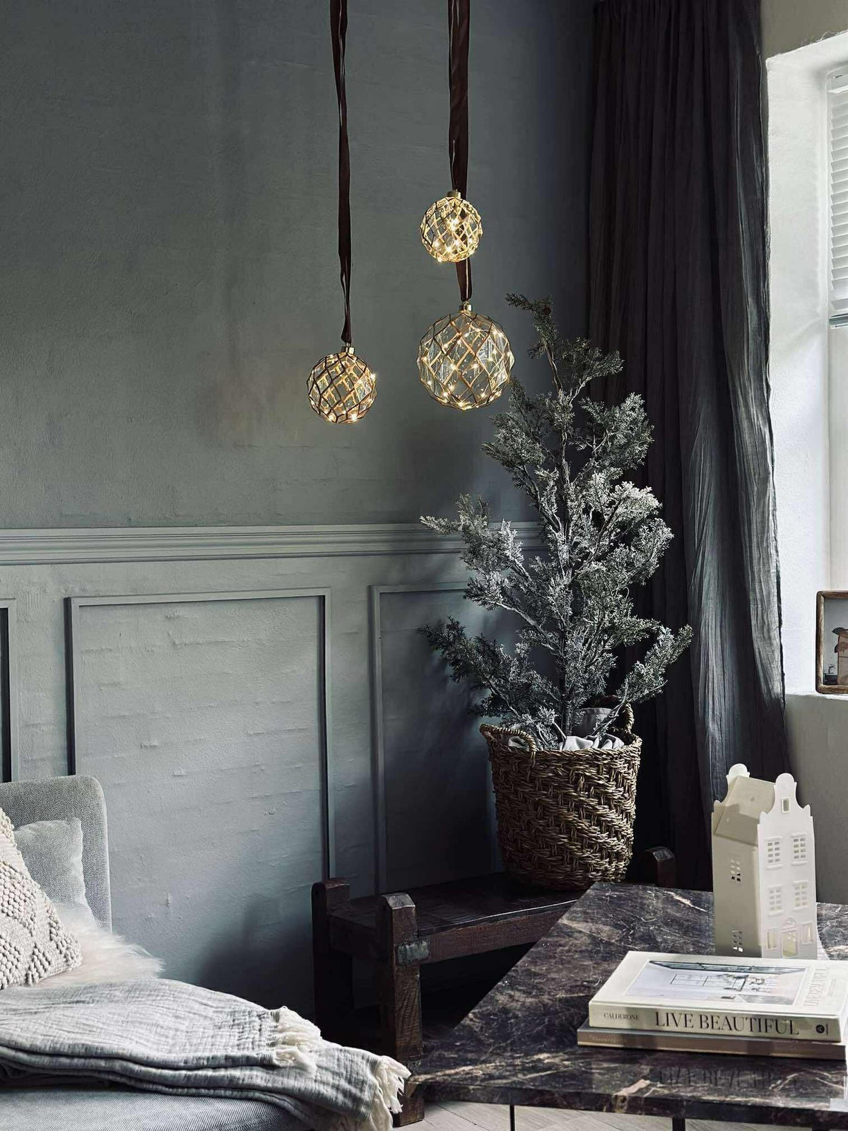 Suspension en verre avec lumière - Plusieurs tailles