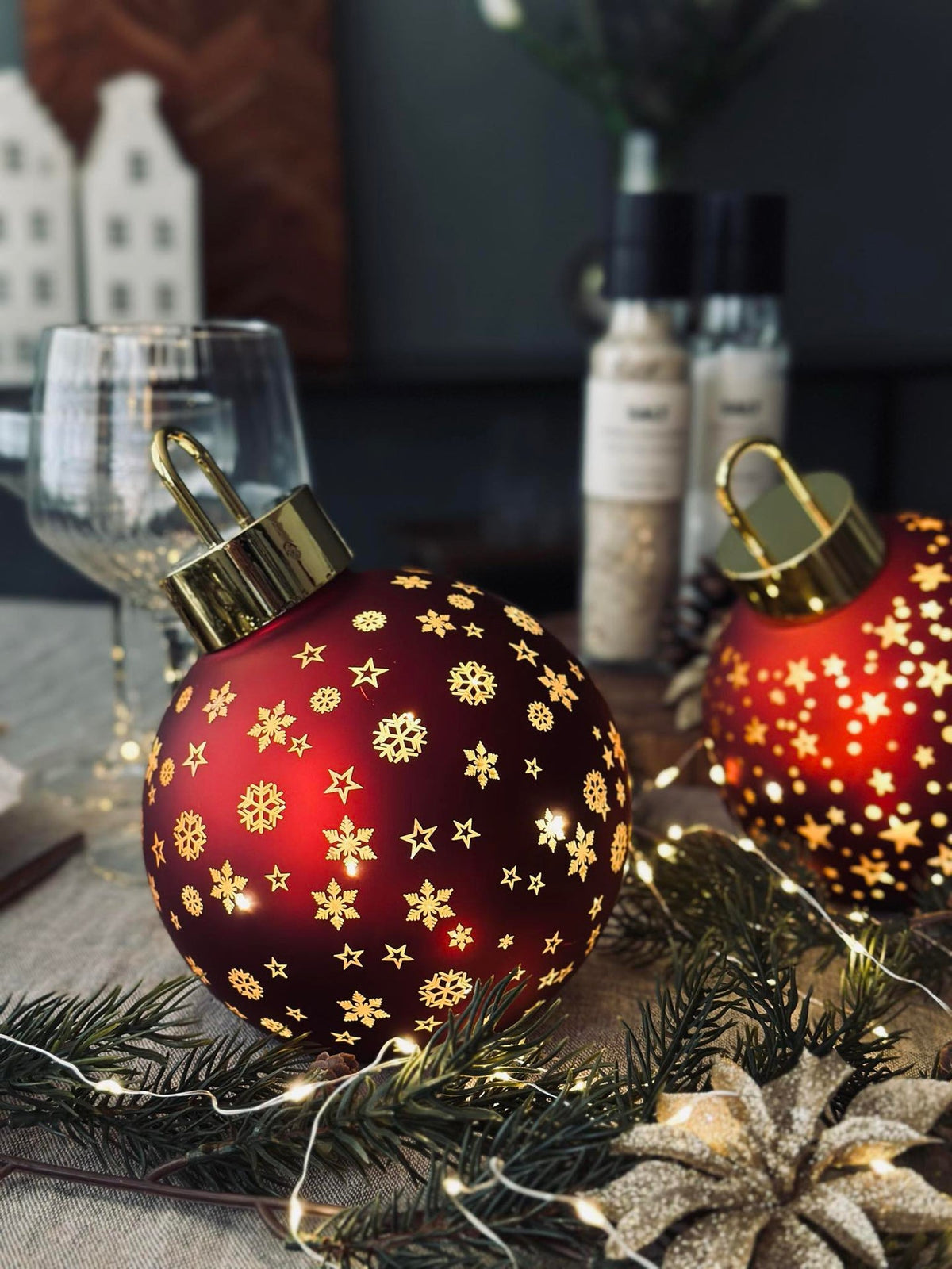 Boule de Noël avec lumière LED - Rouge