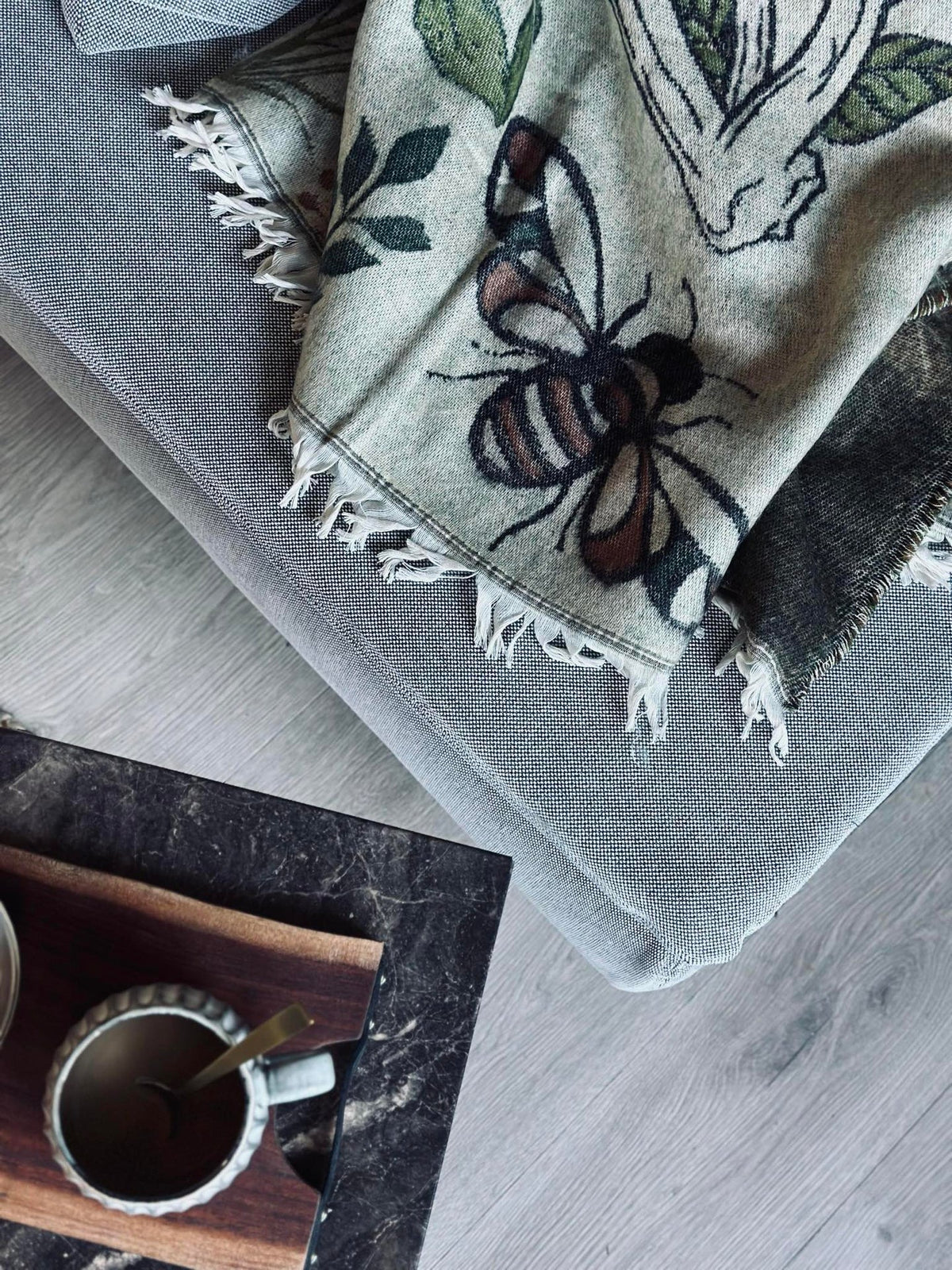 Plaid - Mushroom vert / naturel