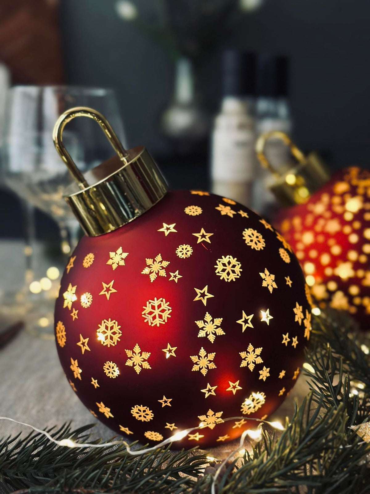 Boule de Noël avec lumière LED - Rouge
