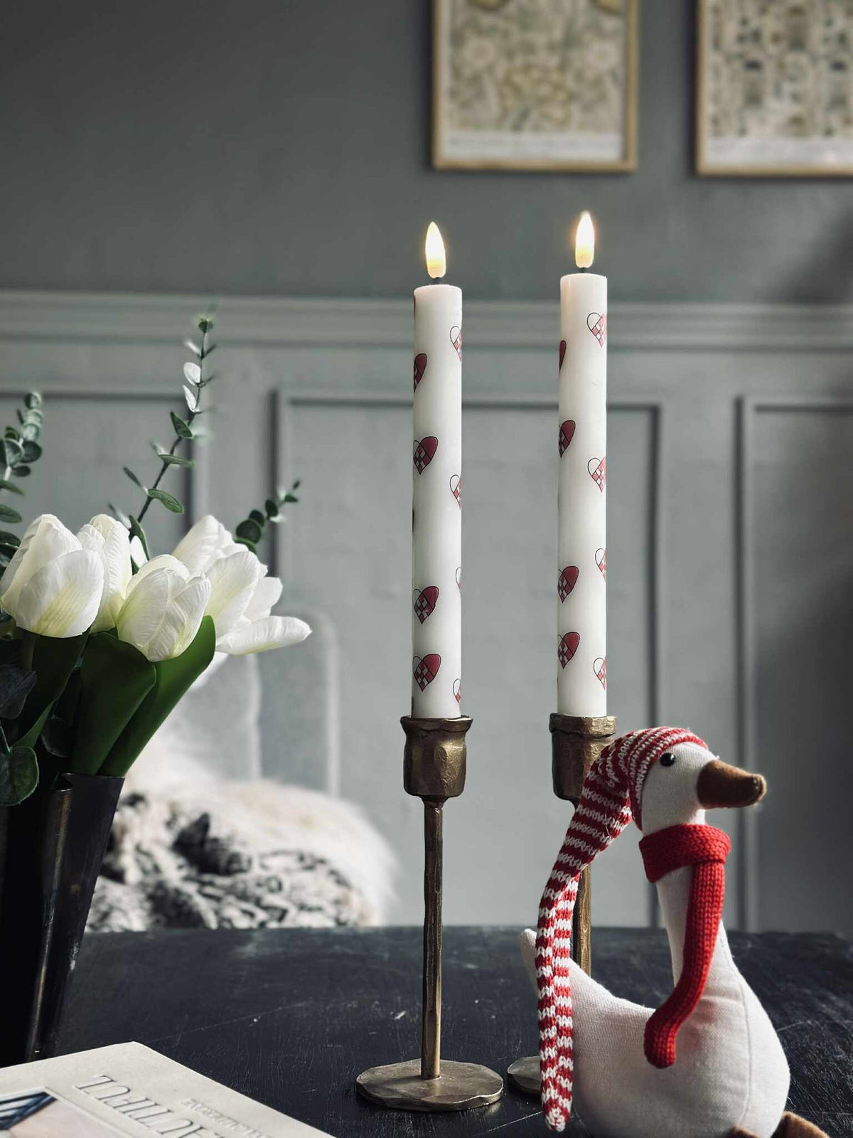 Bougies LED en forme de chandeliers 2 pièces - Cœurs
