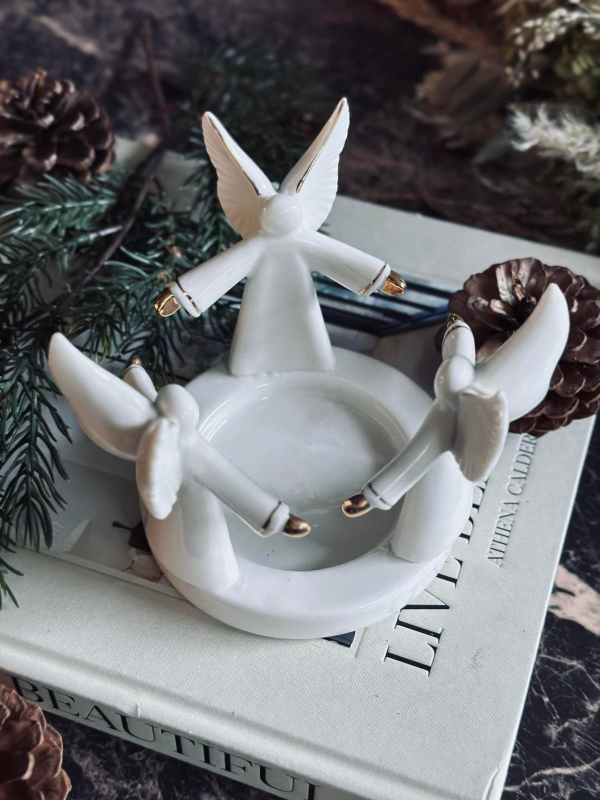 Photophore avec ange - Porcelaine blanche