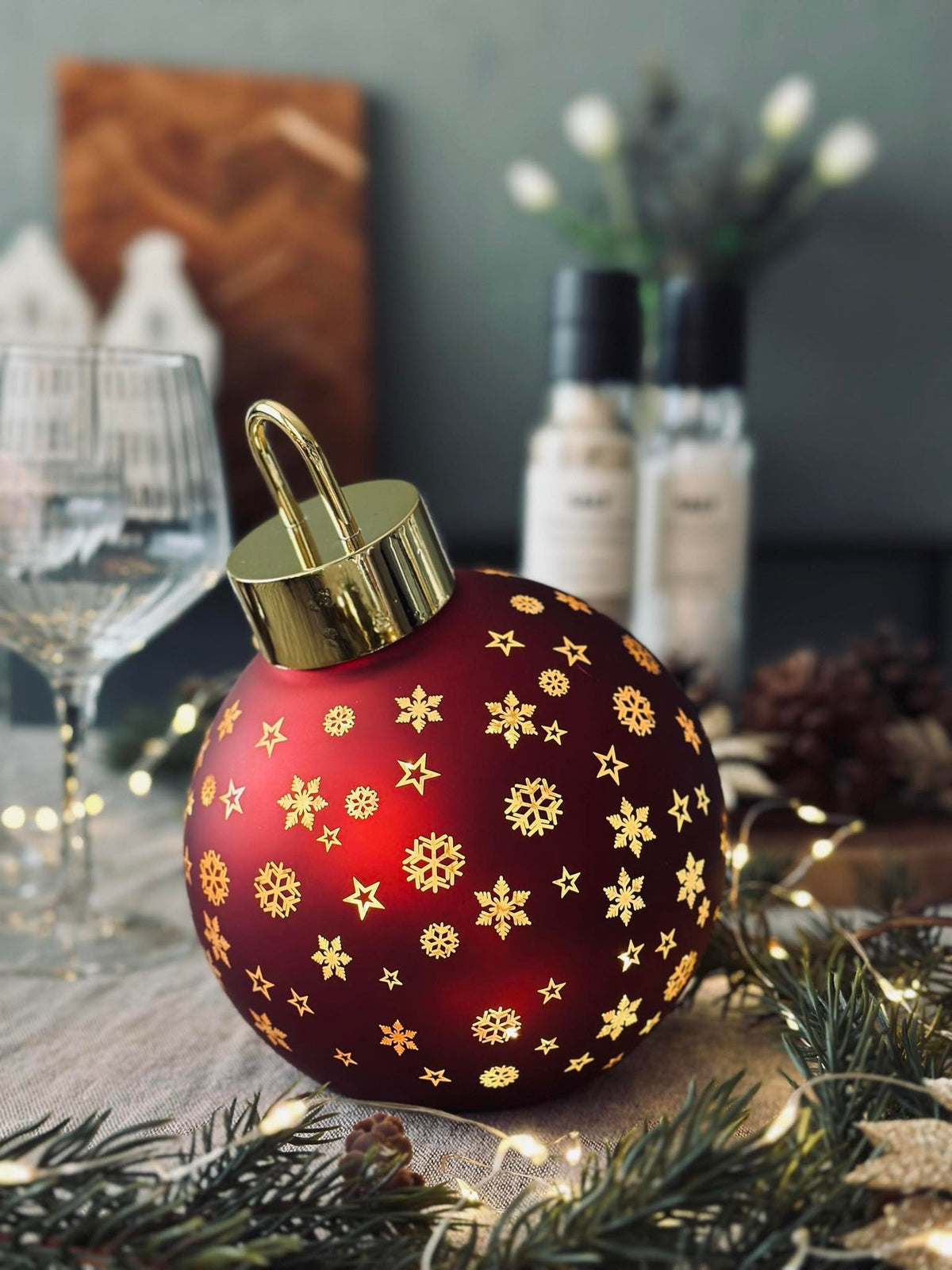 Boule de Noël avec lumière LED - Rouge