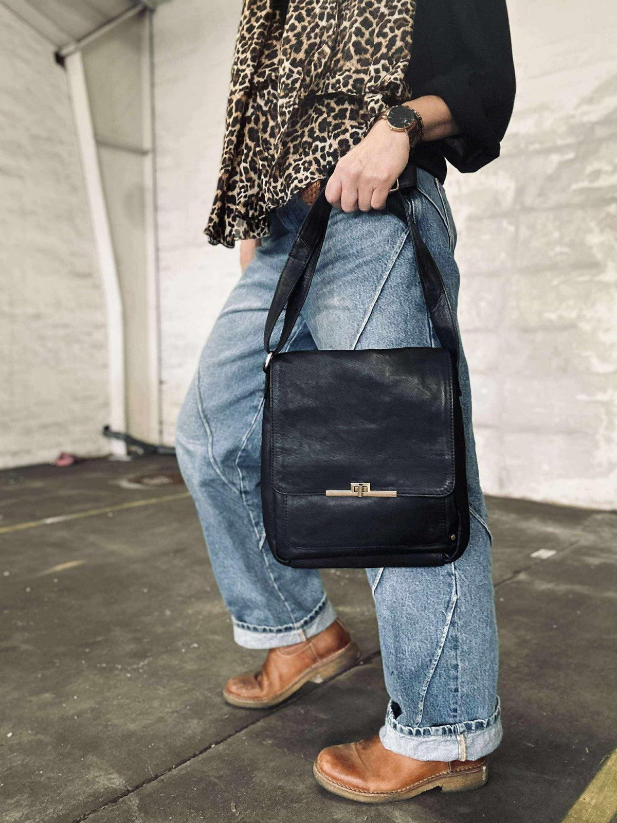 Sac bandoulière élégant - Cuir de veau