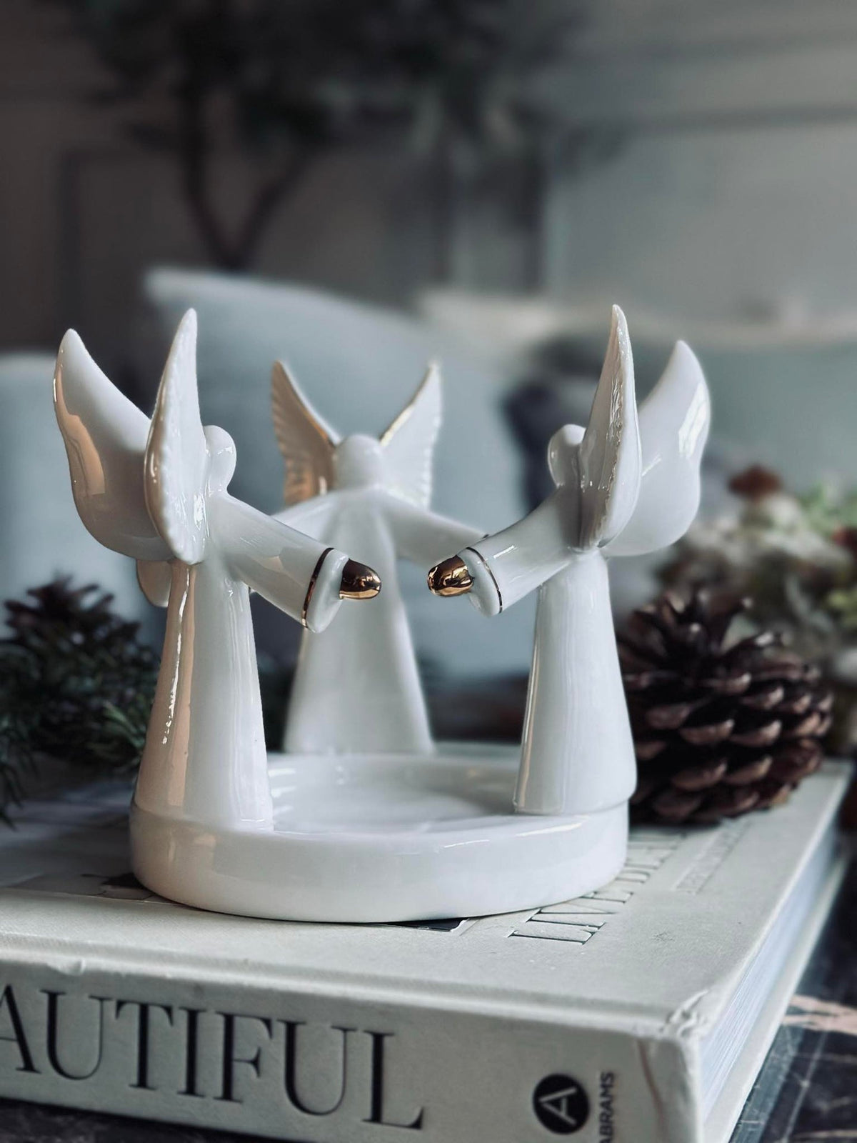 Photophore avec ange - Porcelaine blanche
