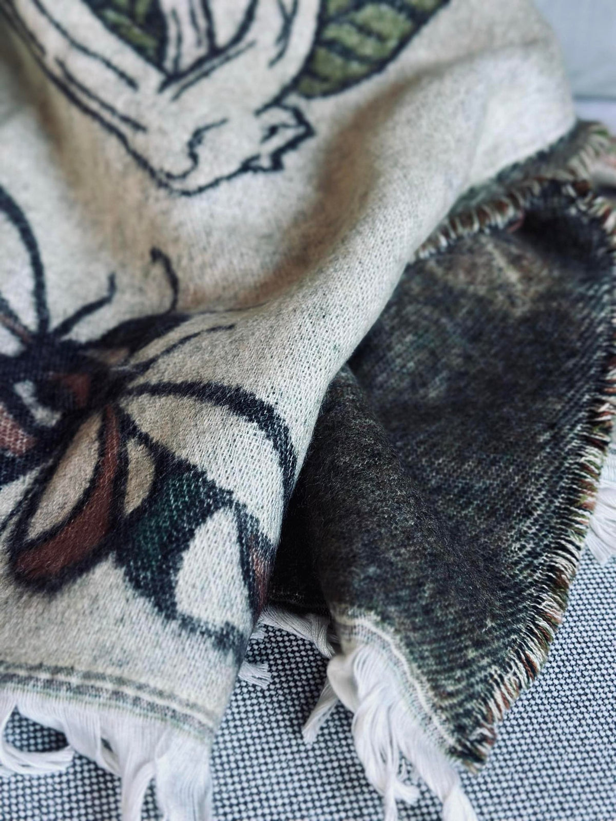 Plaid - Mushroom vert / naturel