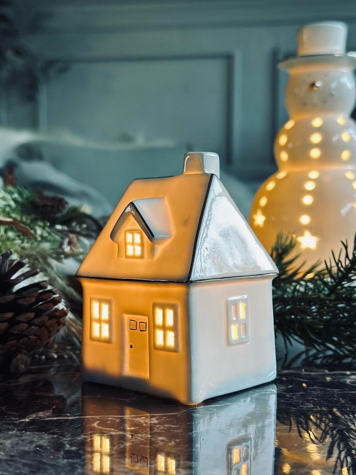 Maison lumineuse avec éclairage LED - Porcelaine