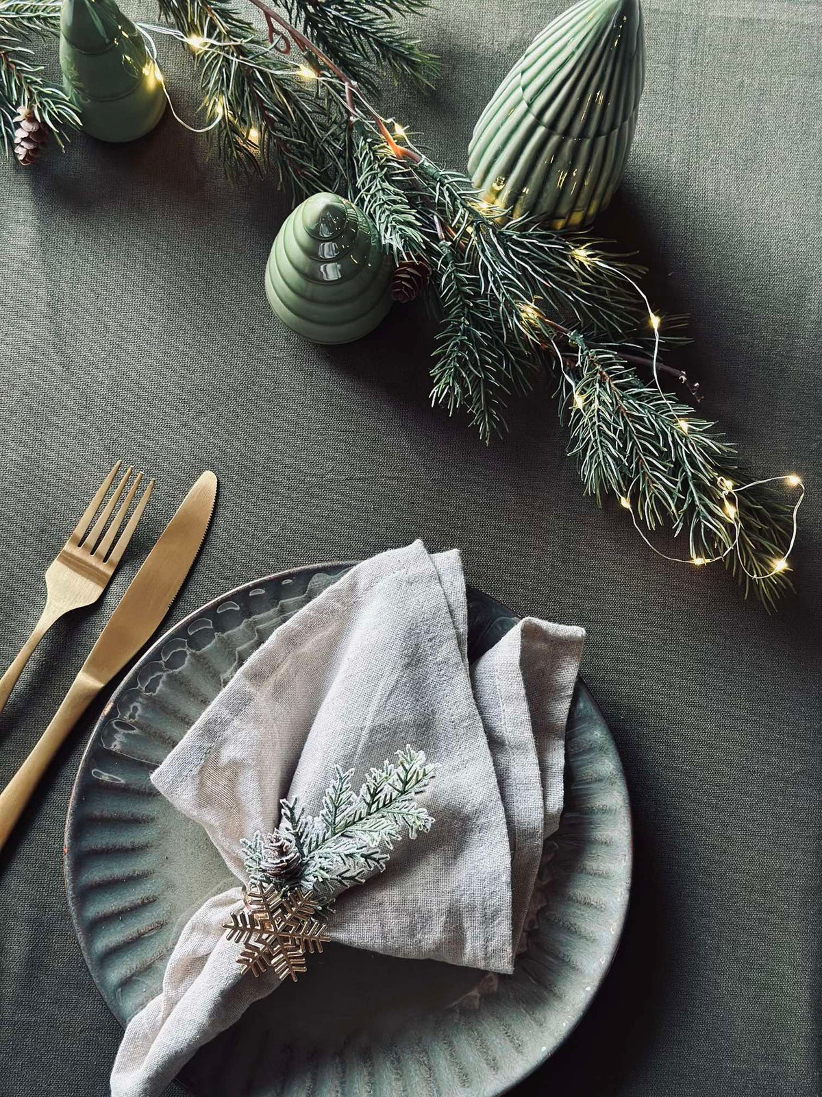 Nappe de Noël en coton 140x240 - Verte