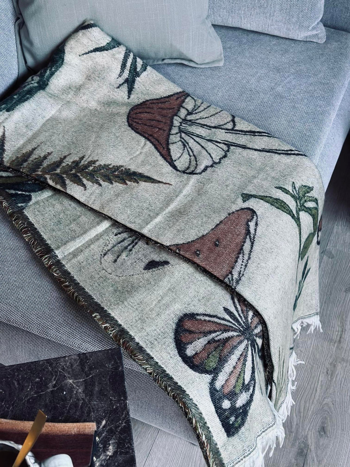 Plaid - Mushroom vert / naturel