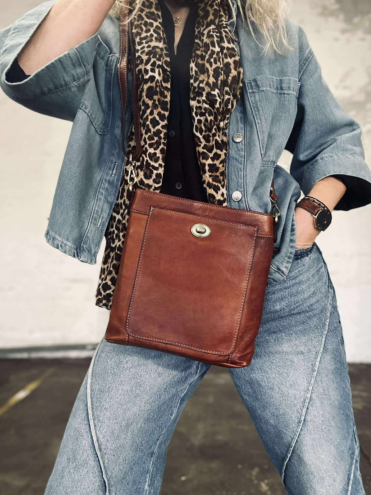 Sac crossover Moa small - Cognac