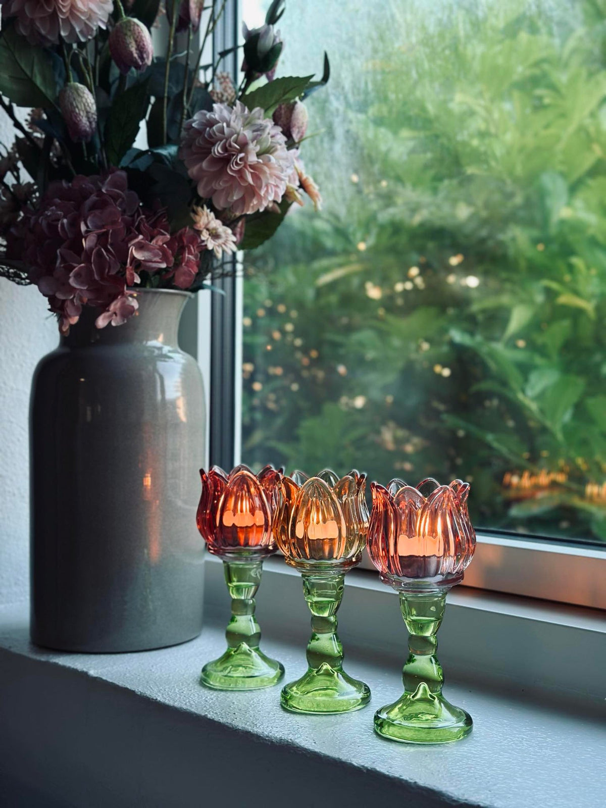 Bougeoir flower Rose foncé