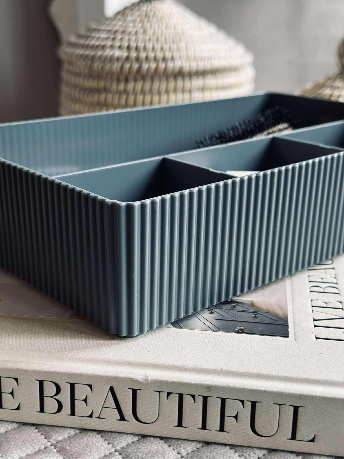 Organisateur maquillage avec compartiments - Gris