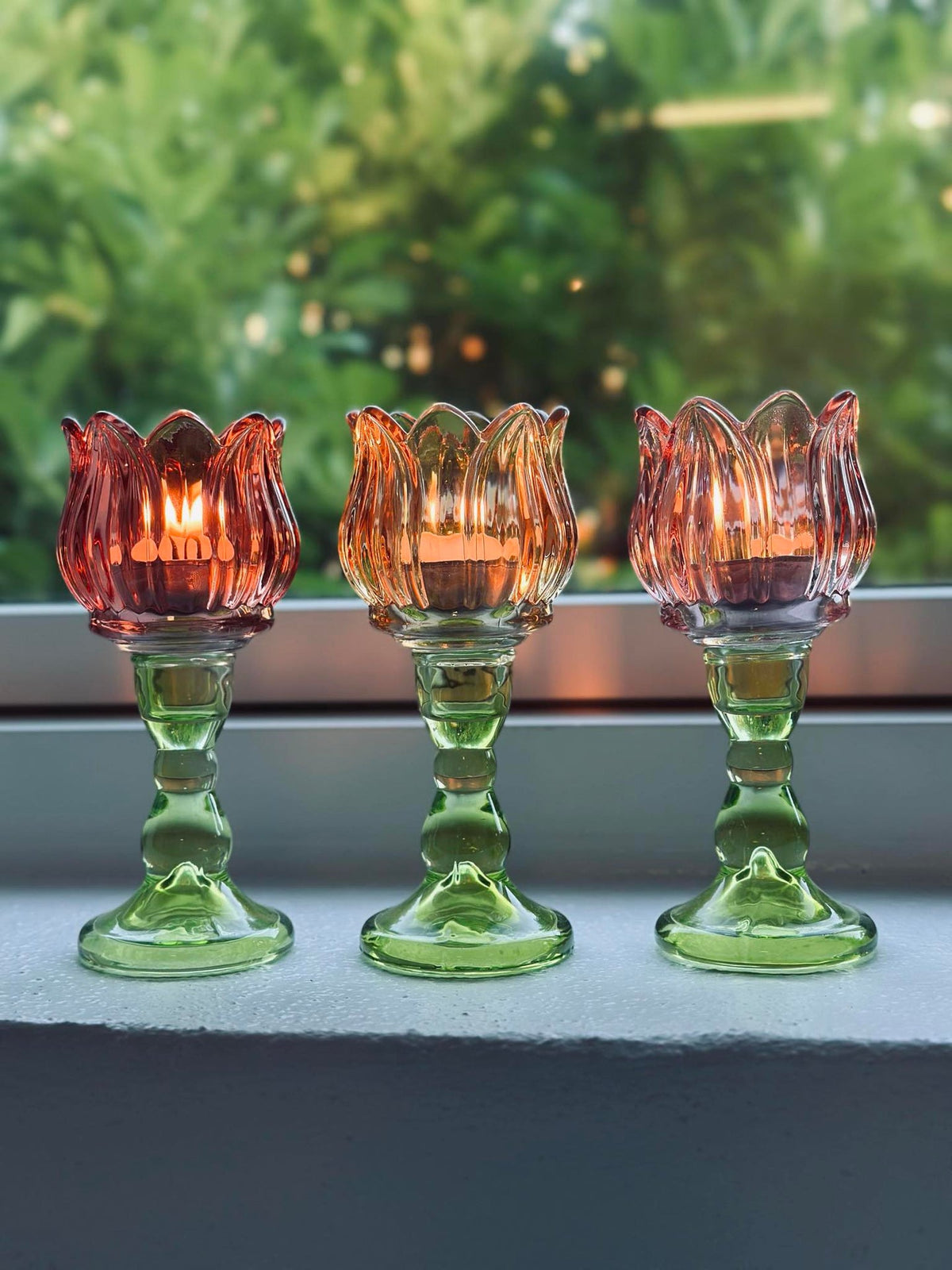 Bougeoir flower Rose foncé
