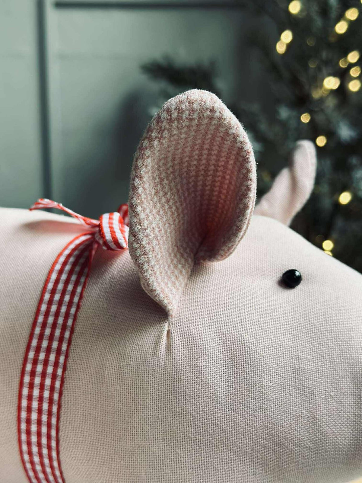 Cochon de Noël avec nœud - Rose
