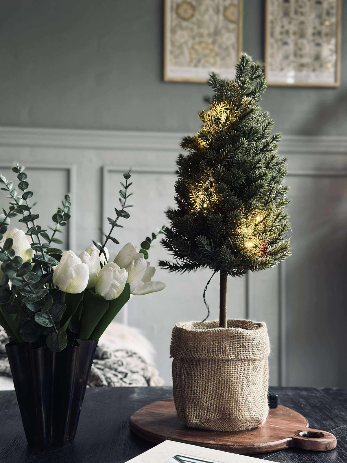 Sapin de Noël avec guirlande lumineuse - 50 cm.