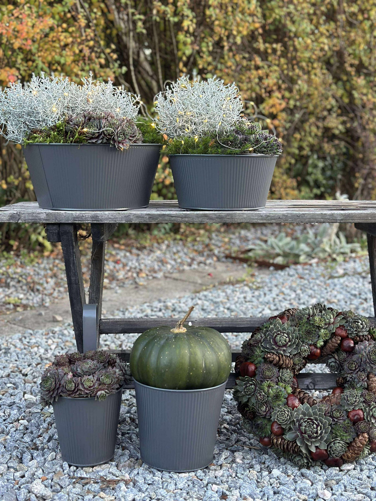Cache-pot à rainures - Gris