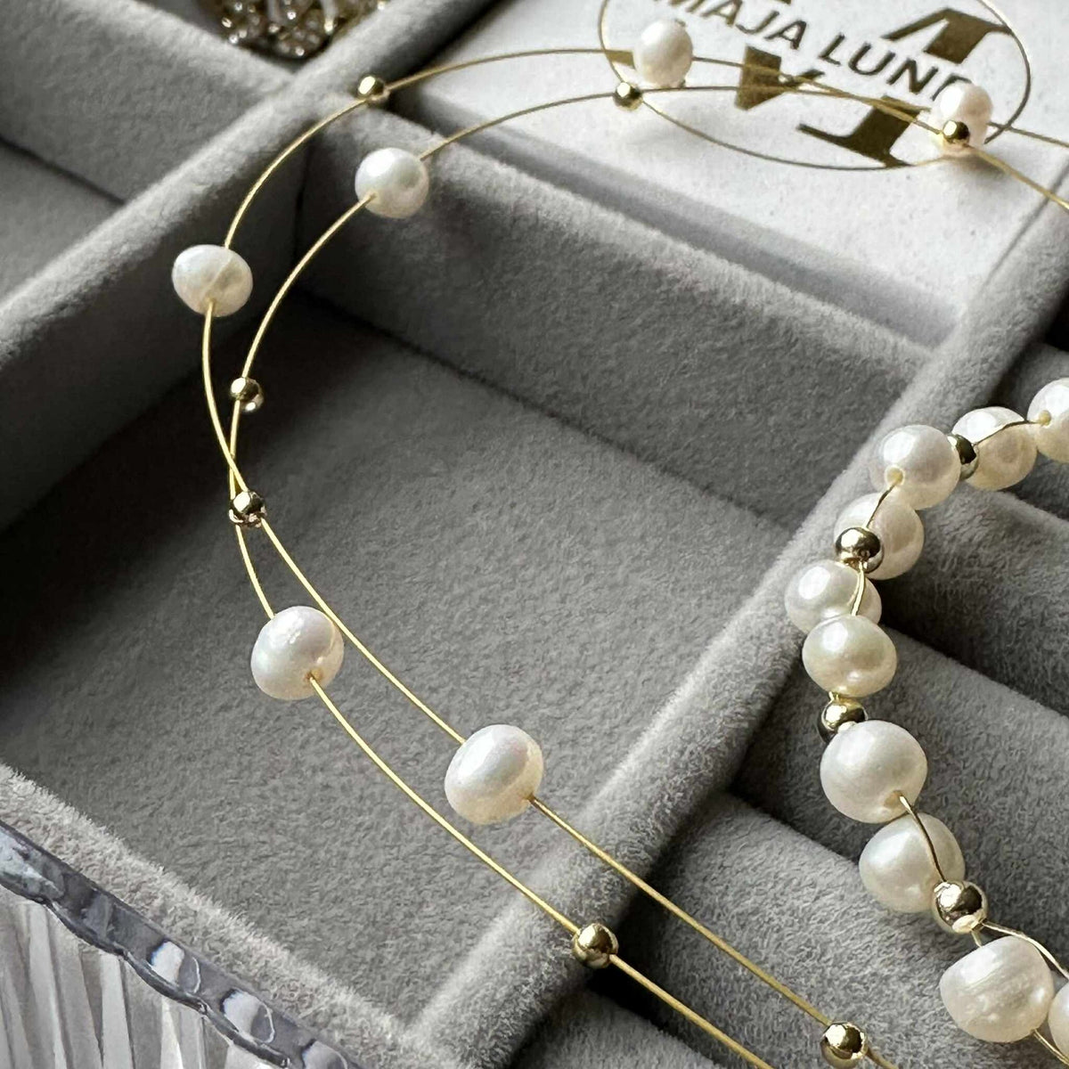 Collier ELENA - double chaîne avec perles de culture d’eau douce véritables