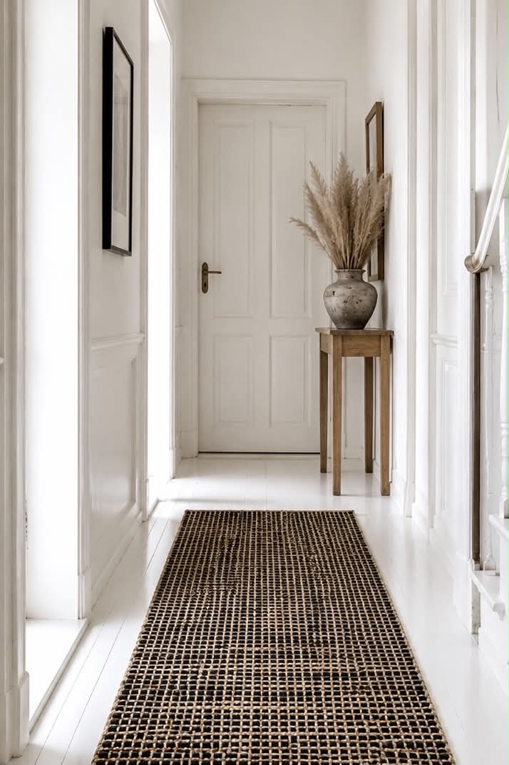 Tapis en cuir et jute - Noir 140x200cm