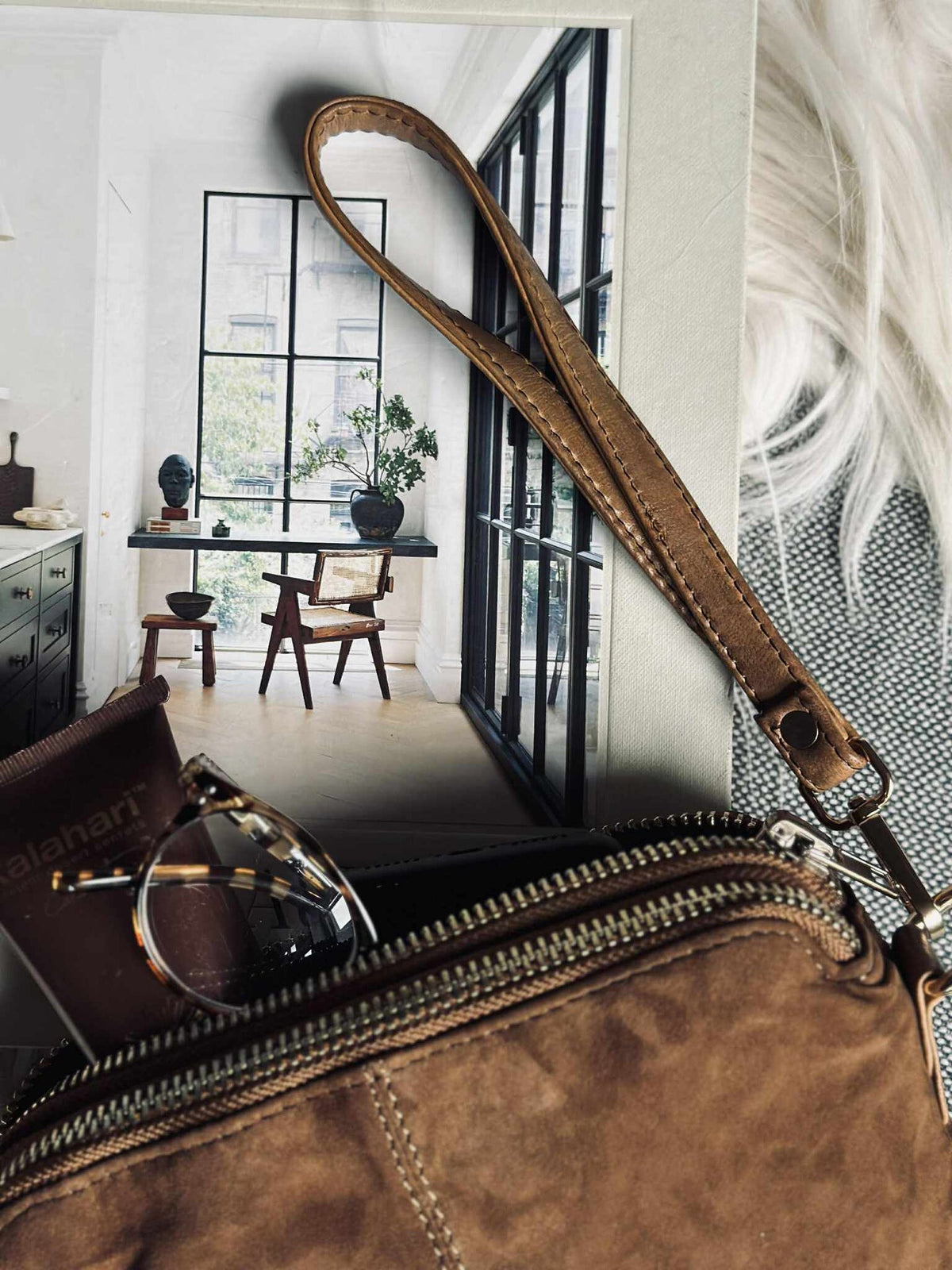 Pochette crossbody ALICE - Daim caramel