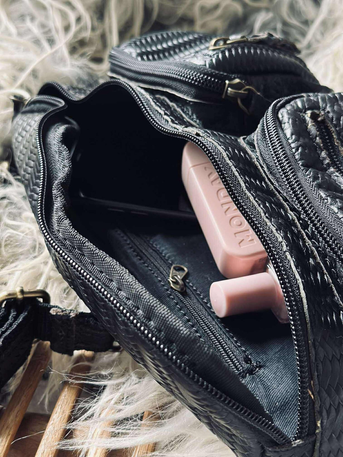 Sac banane Kaya - Tressage noir