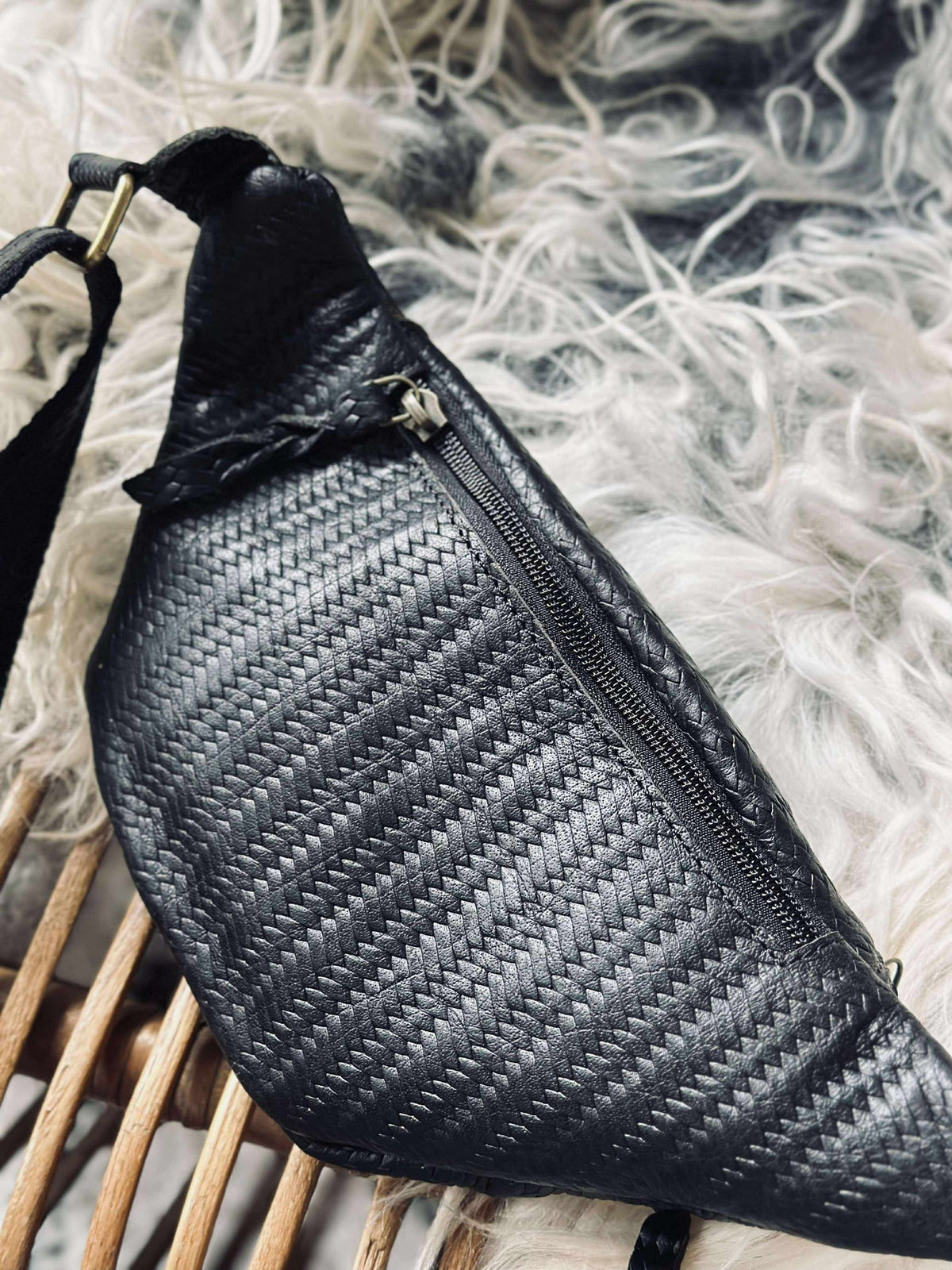 Sac banane Tasha - Tressage noir