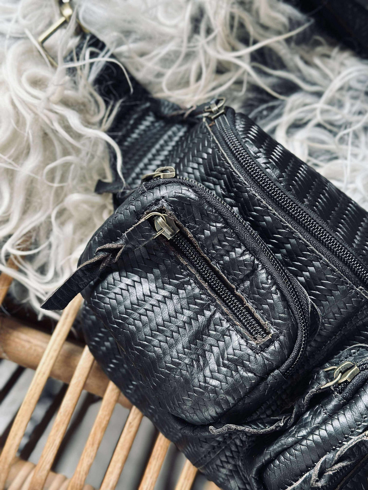 Sac banane Kaya - Tressage noir