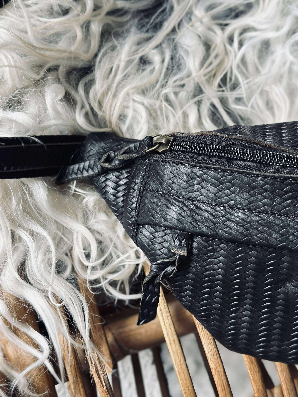 Sac banane Tasha - Tressage noir